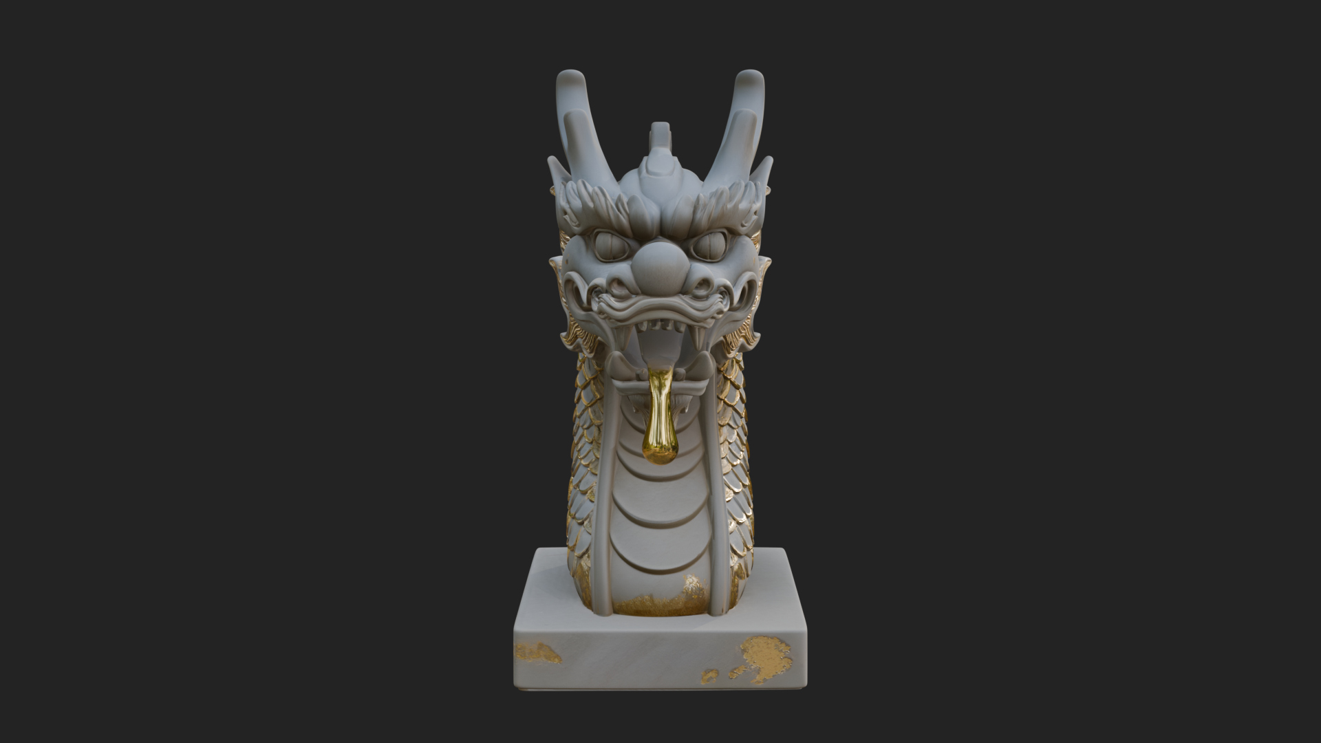 Carved Dragon Head Statue Design 2 3D Print Model 3D Model