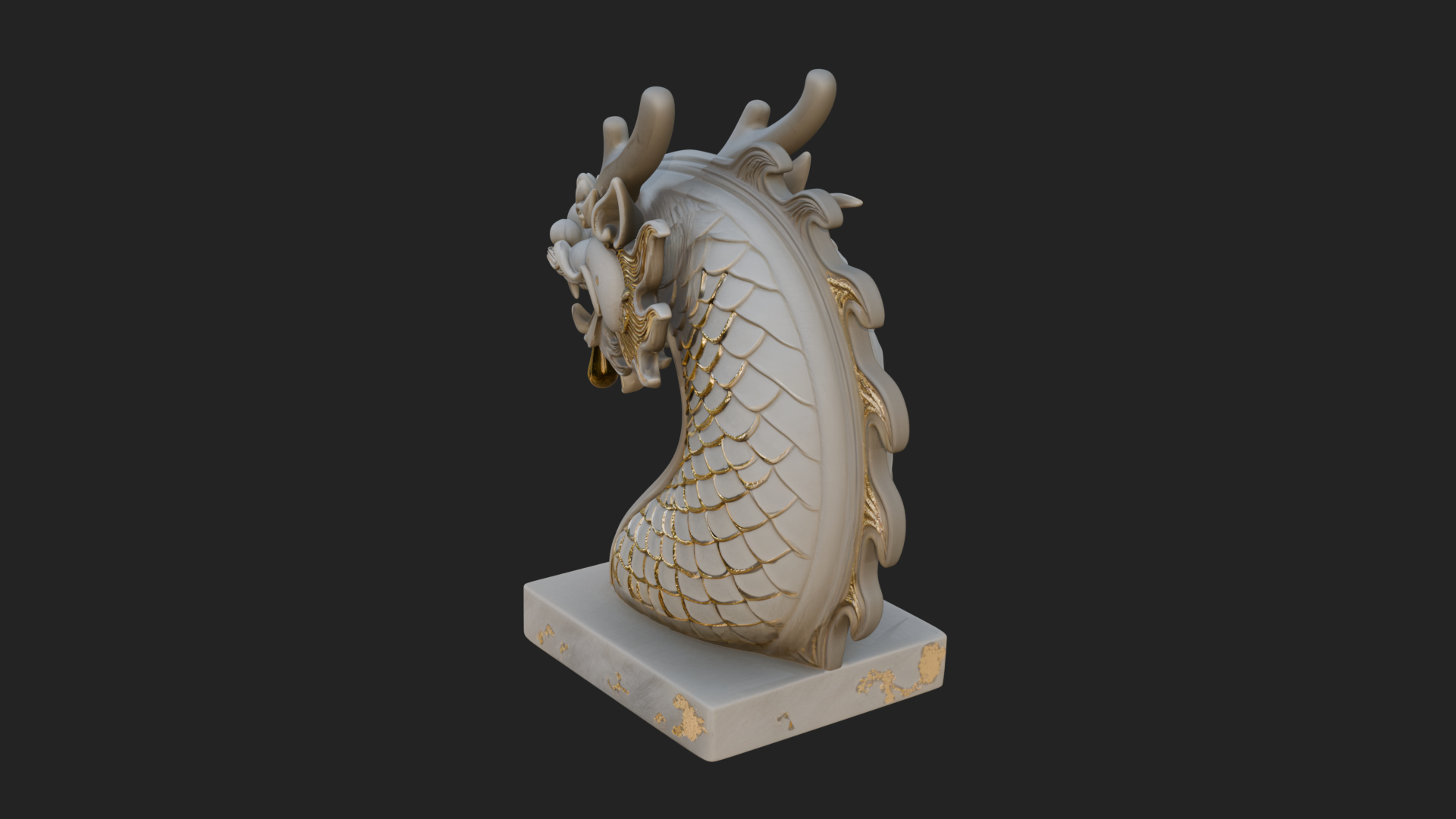 Carved Dragon Head Statue Design 2 3D Print Model 3D Model