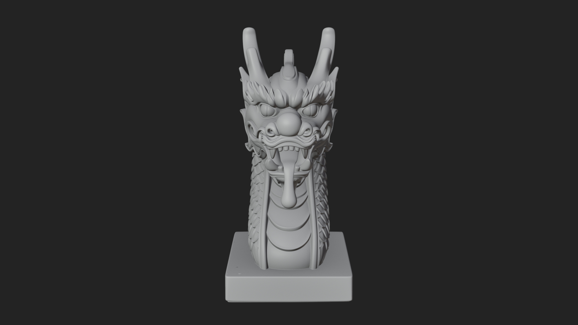 Carved Dragon Head Statue Design 2 3D Print Model 3D Model
