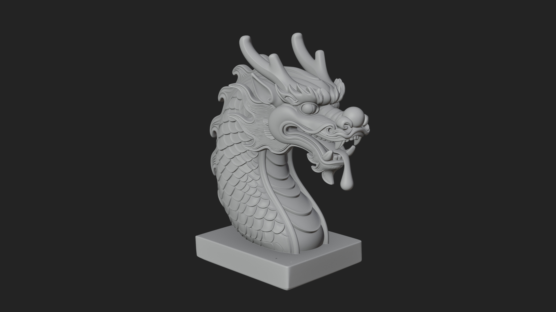 Carved Dragon Head Statue Design 2 3D Print Model 3D Model