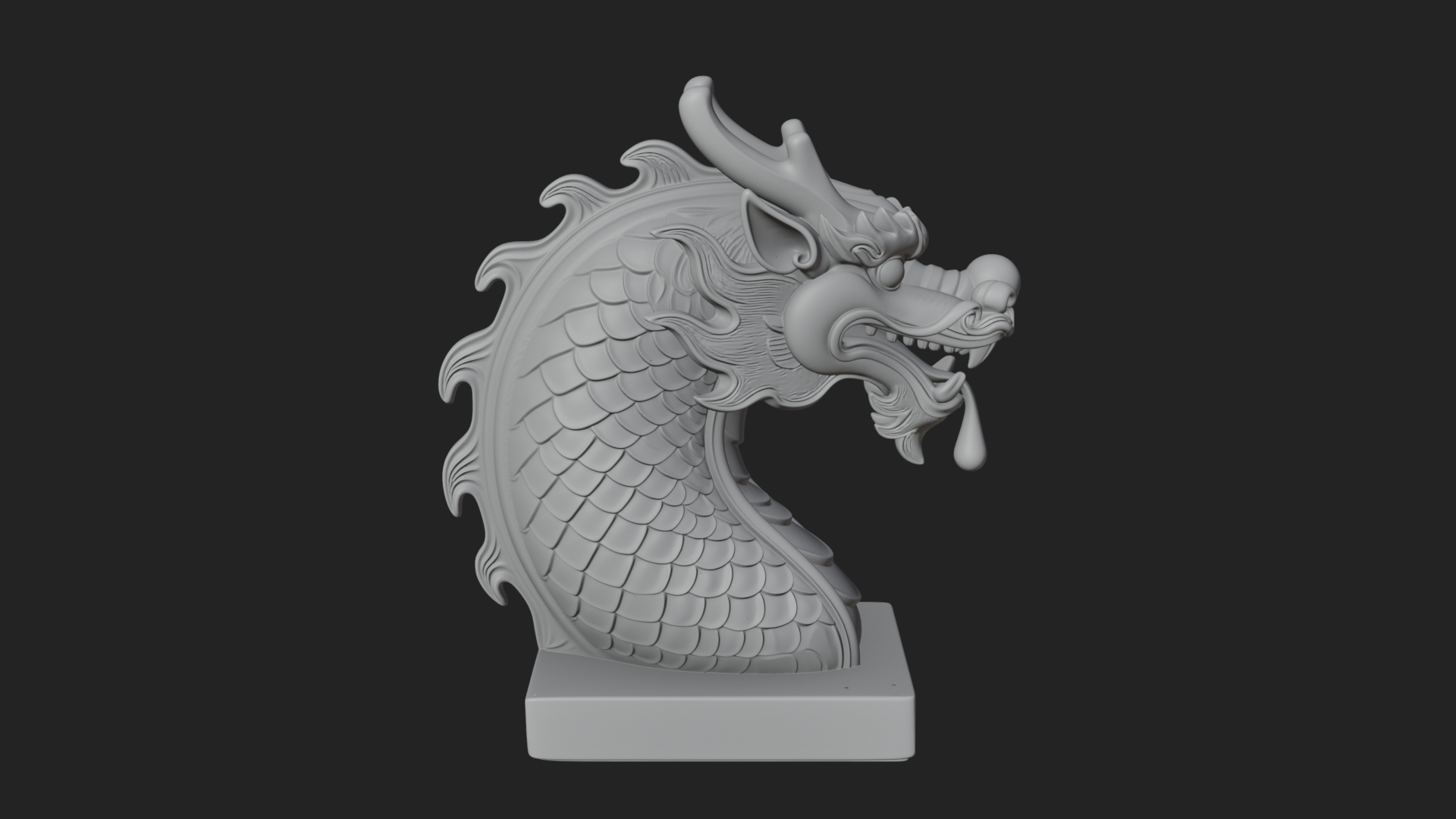Carved Dragon Head Statue Design 2 3D Print Model 3D Model