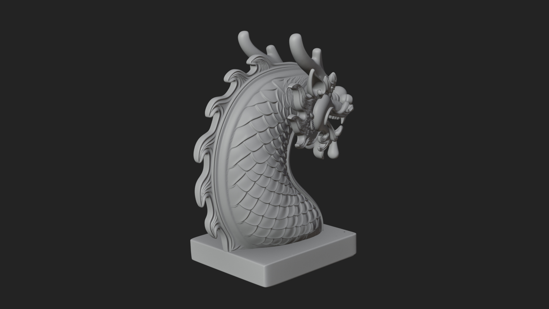Carved Dragon Head Statue Design 2 3D Print Model 3D Model