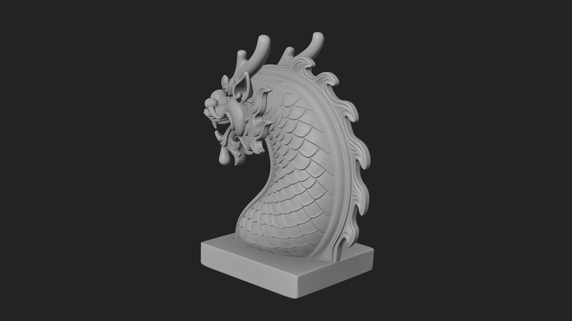 Carved Dragon Head Statue Design 2 3D Print Model 3D Model