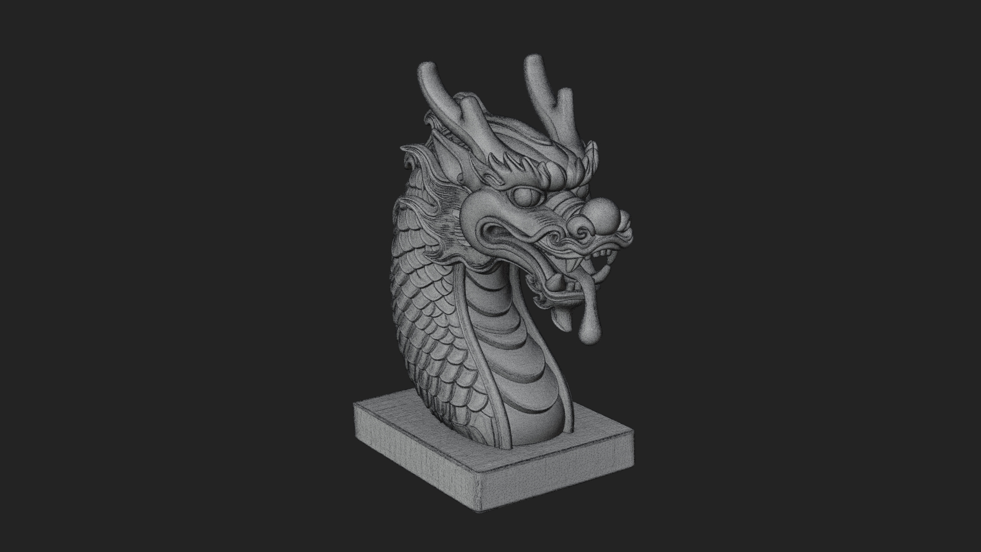 Carved Dragon Head Statue Design 2 3D Print Model 3D Model