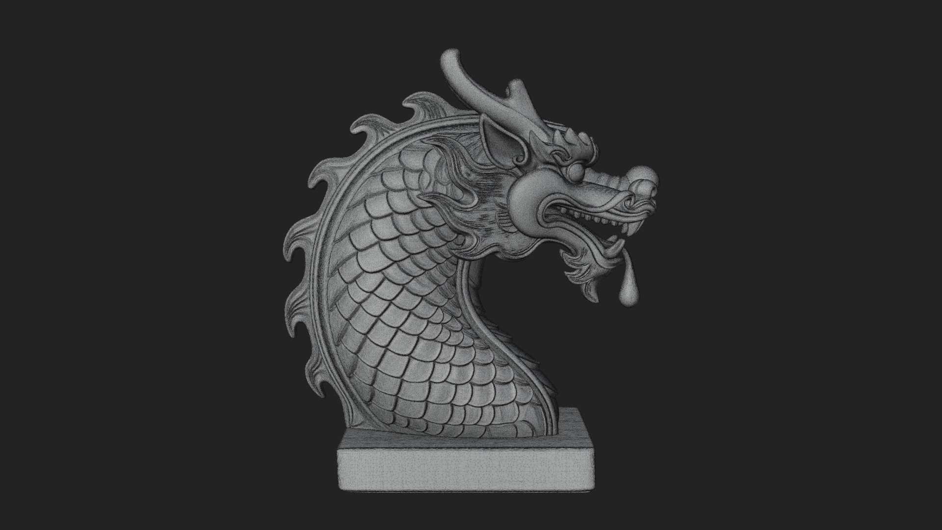 Carved Dragon Head Statue Design 2 3D Print Model 3D Model