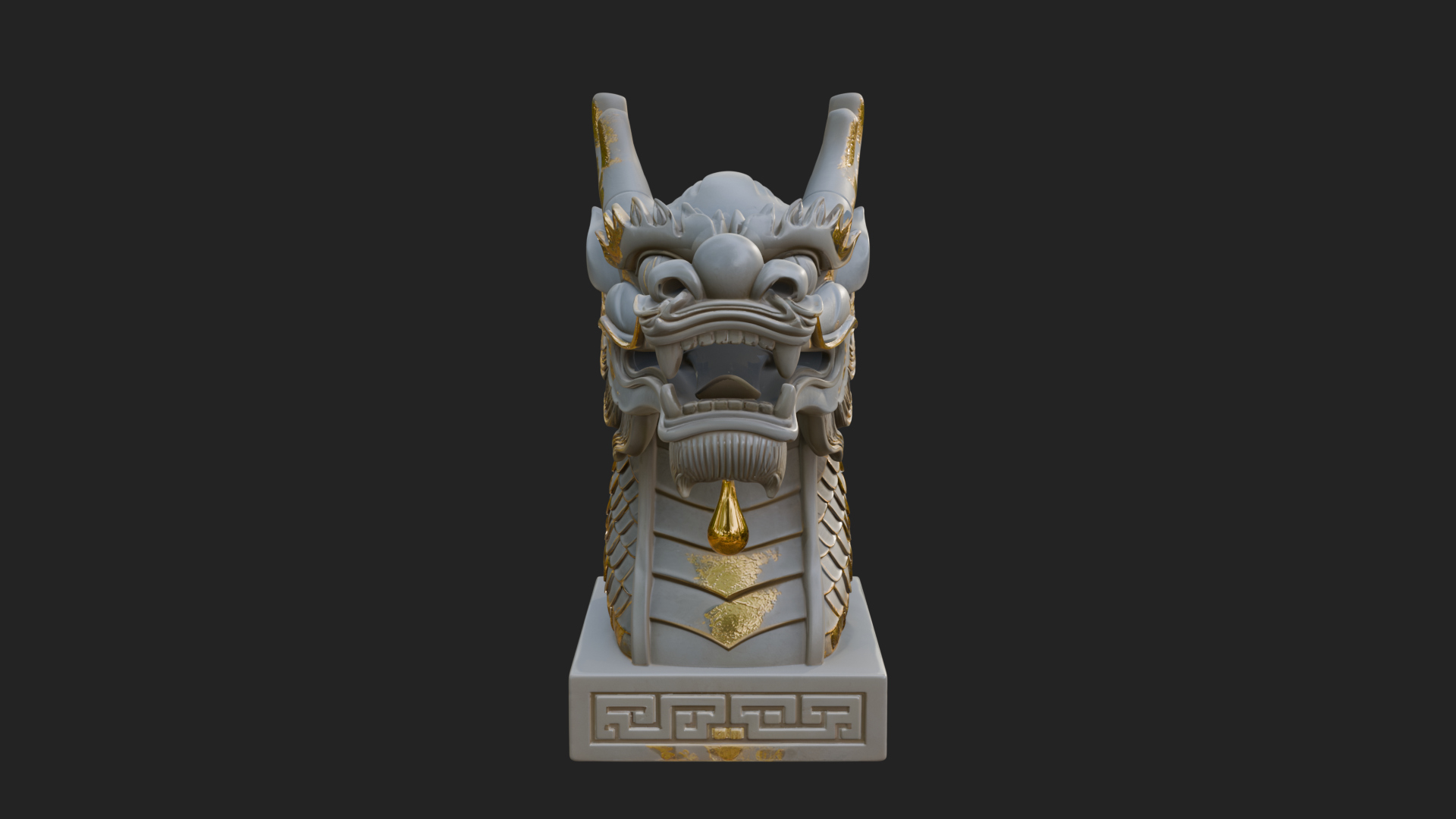 Carved Dragon Head Statue Design 3 3D Print Model 3D Model