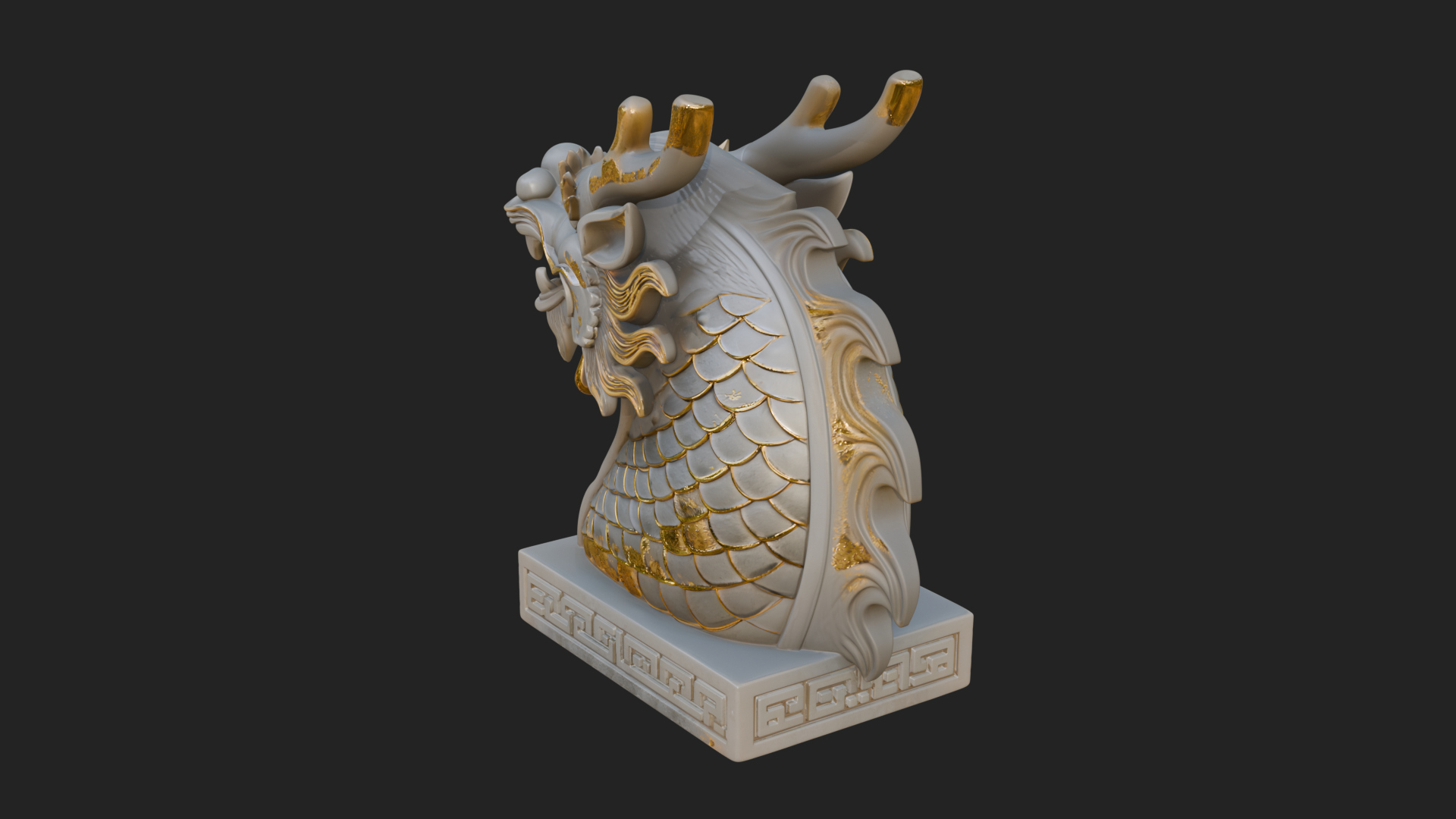 Carved Dragon Head Statue Design 3 3D Print Model 3D Model