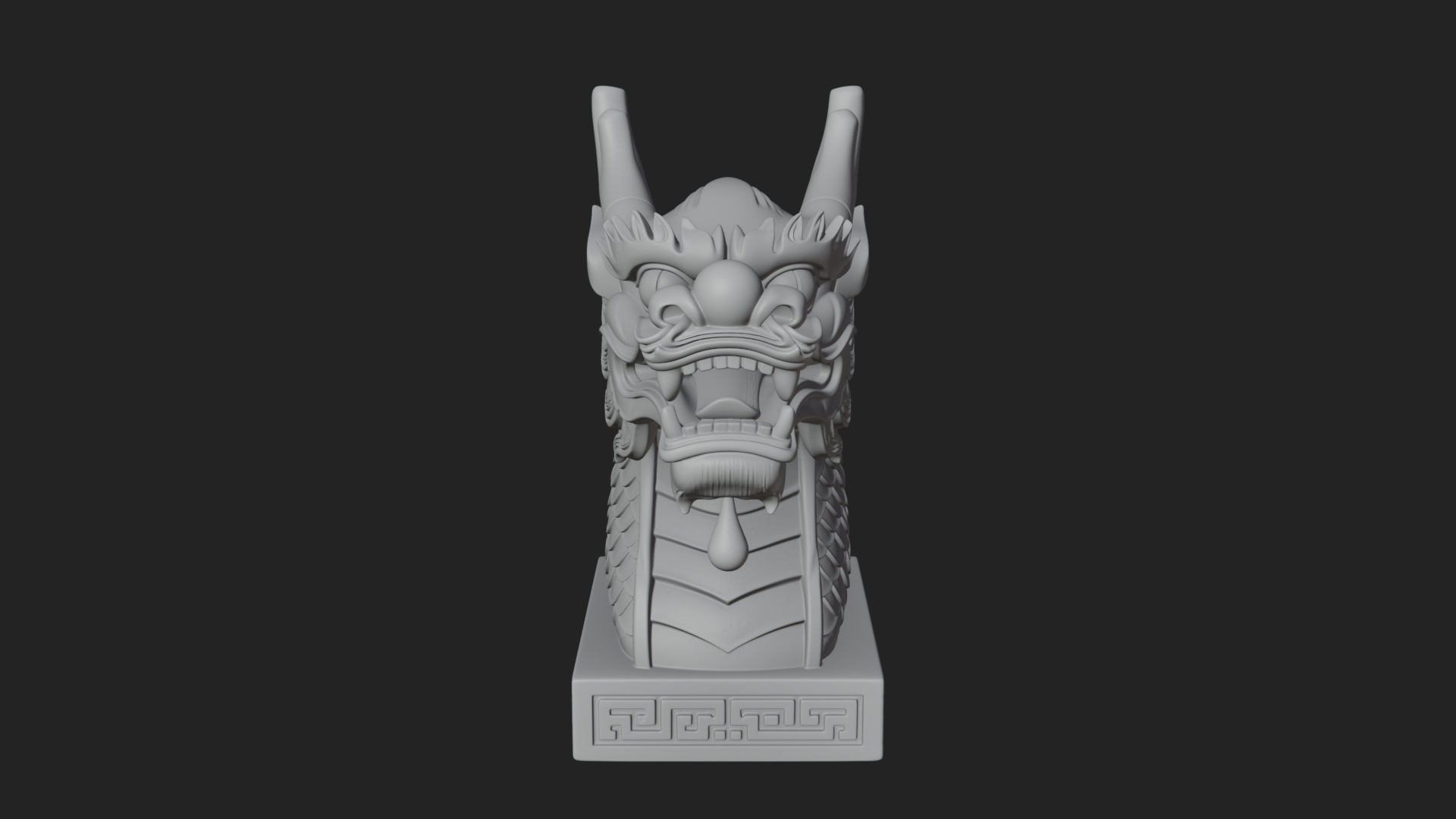 Carved Dragon Head Statue Design 3 3D Print Model 3D Model