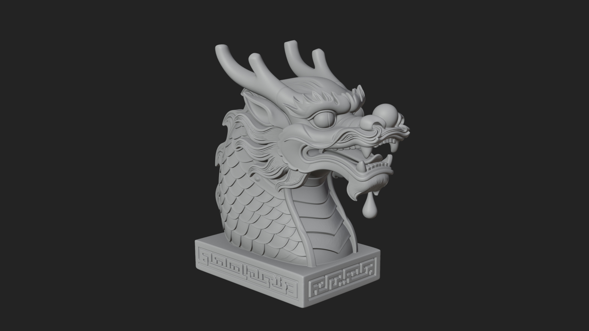 Carved Dragon Head Statue Design 3 3D Print Model 3D Model