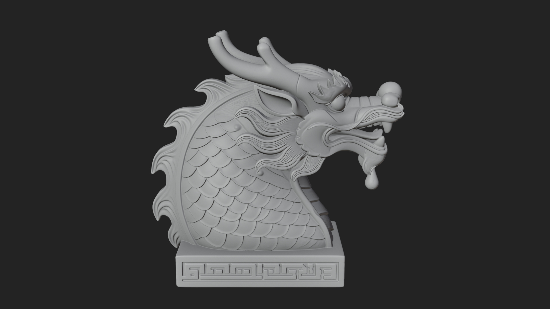 Carved Dragon Head Statue Design 3 3D Print Model 3D Model