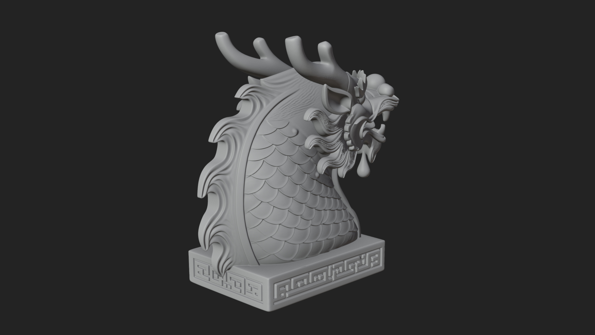 Carved Dragon Head Statue Design 3 3D Print Model 3D Model