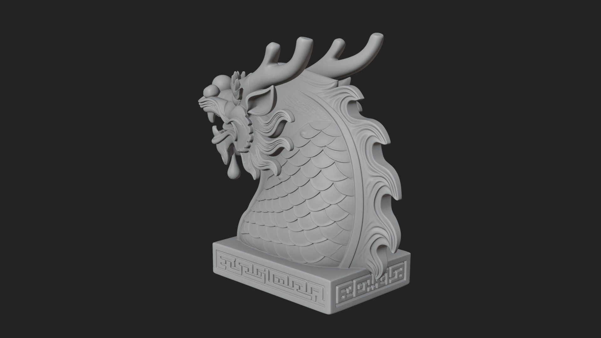 Carved Dragon Head Statue Design 3 3D Print Model 3D Model