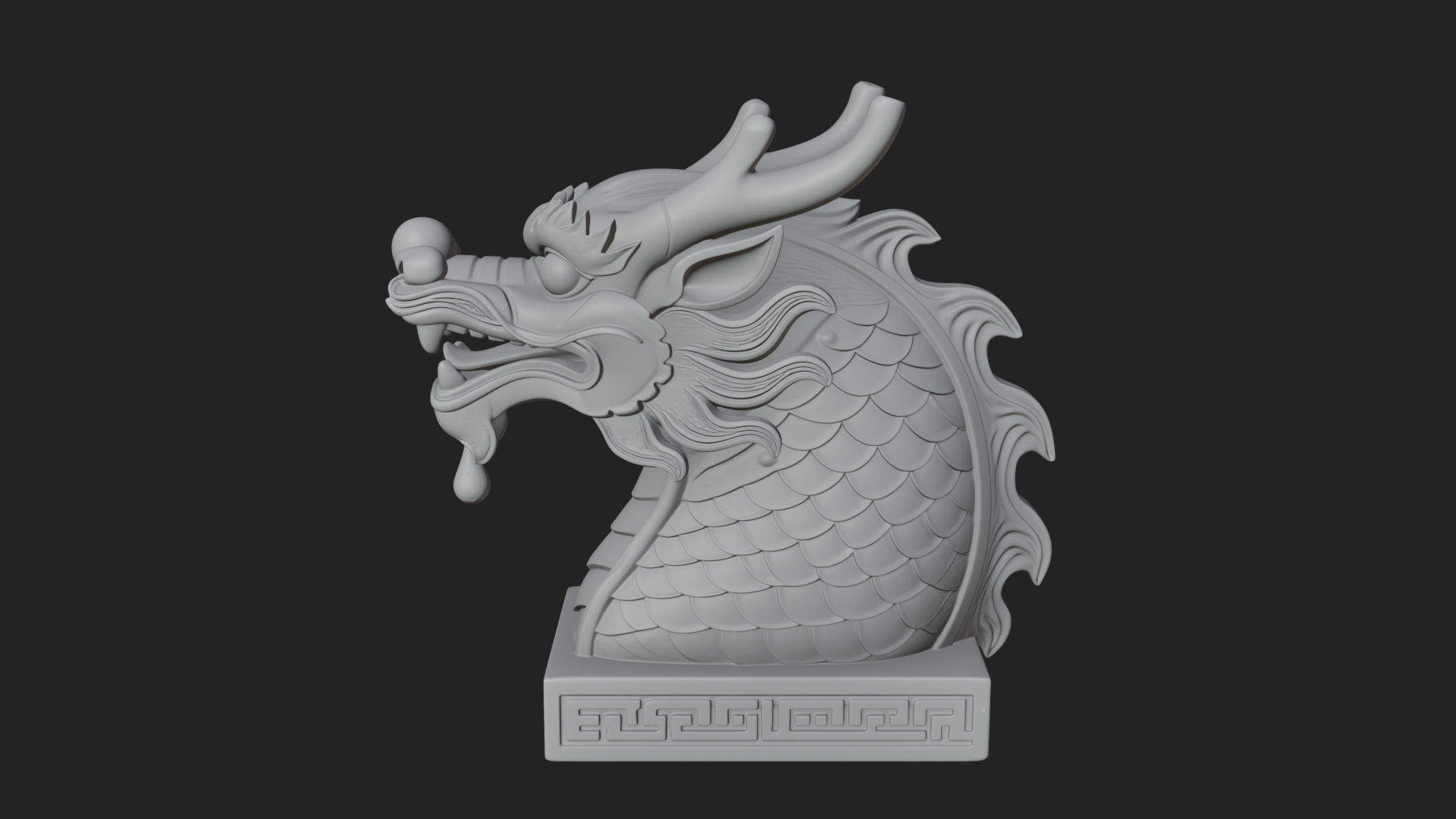 Carved Dragon Head Statue Design 3 3D Print Model 3D Model