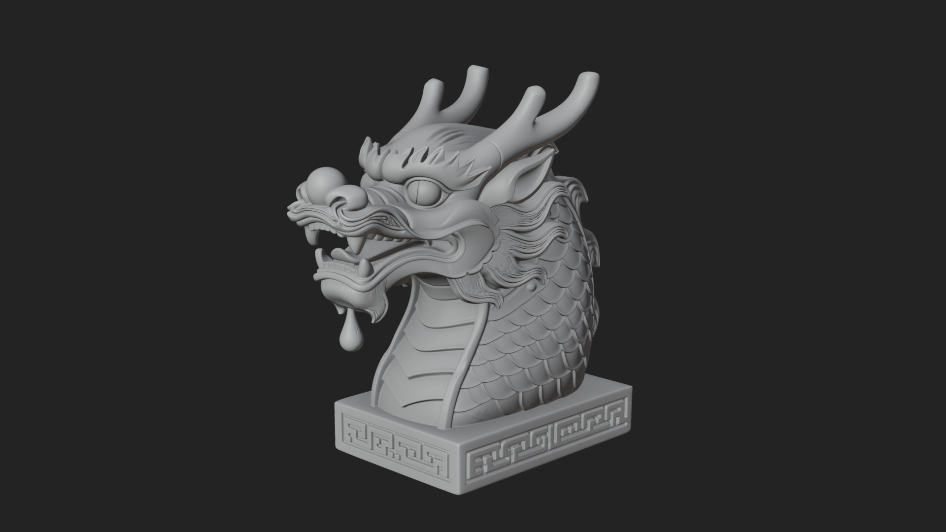 Carved Dragon Head Statue Design 3 3D Print Model 3D Model