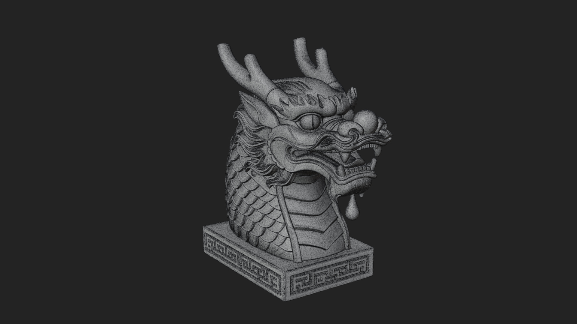Carved Dragon Head Statue Design 3 3D Print Model 3D Model