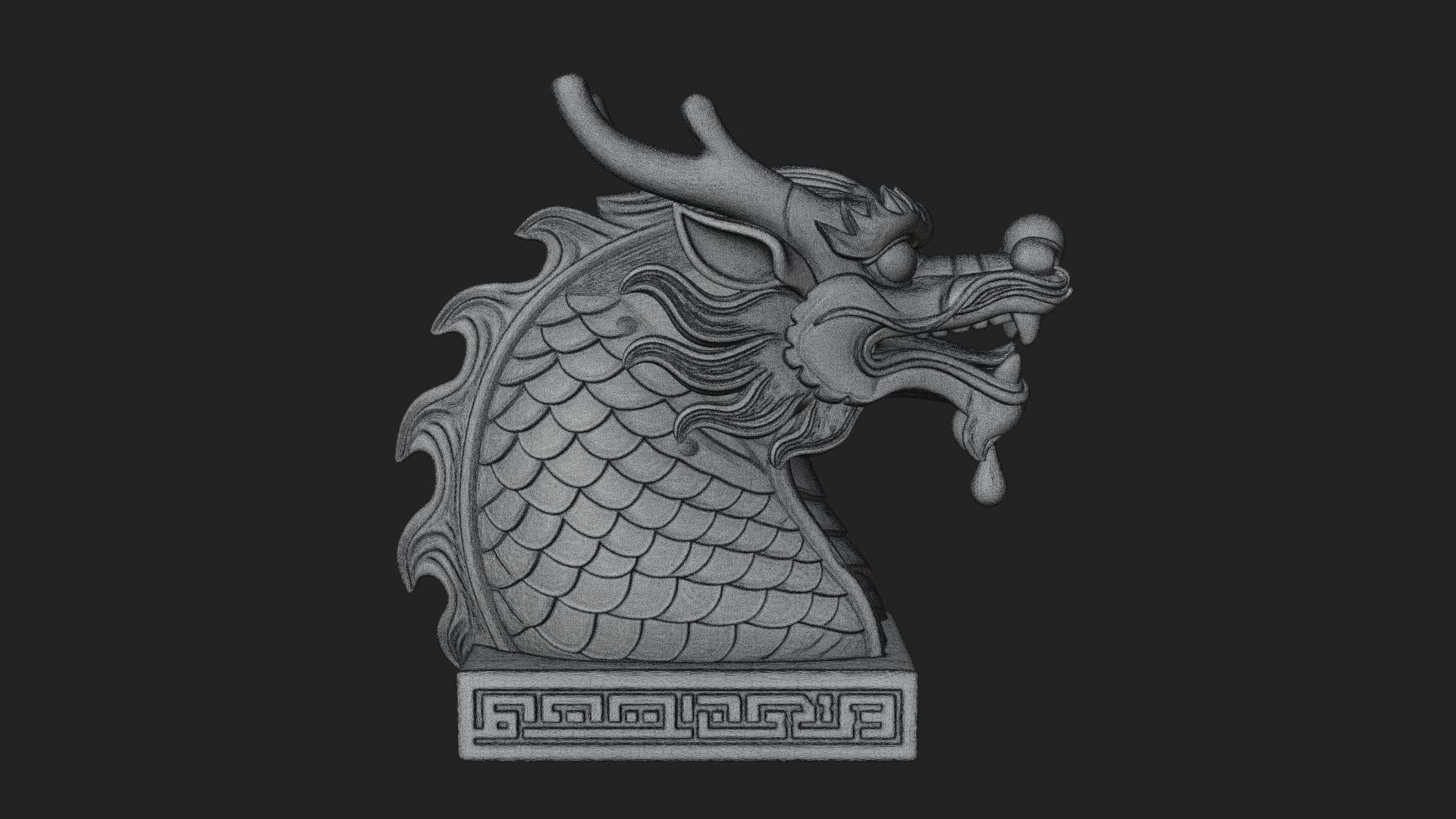 Carved Dragon Head Statue Design 3 3D Print Model 3D Model