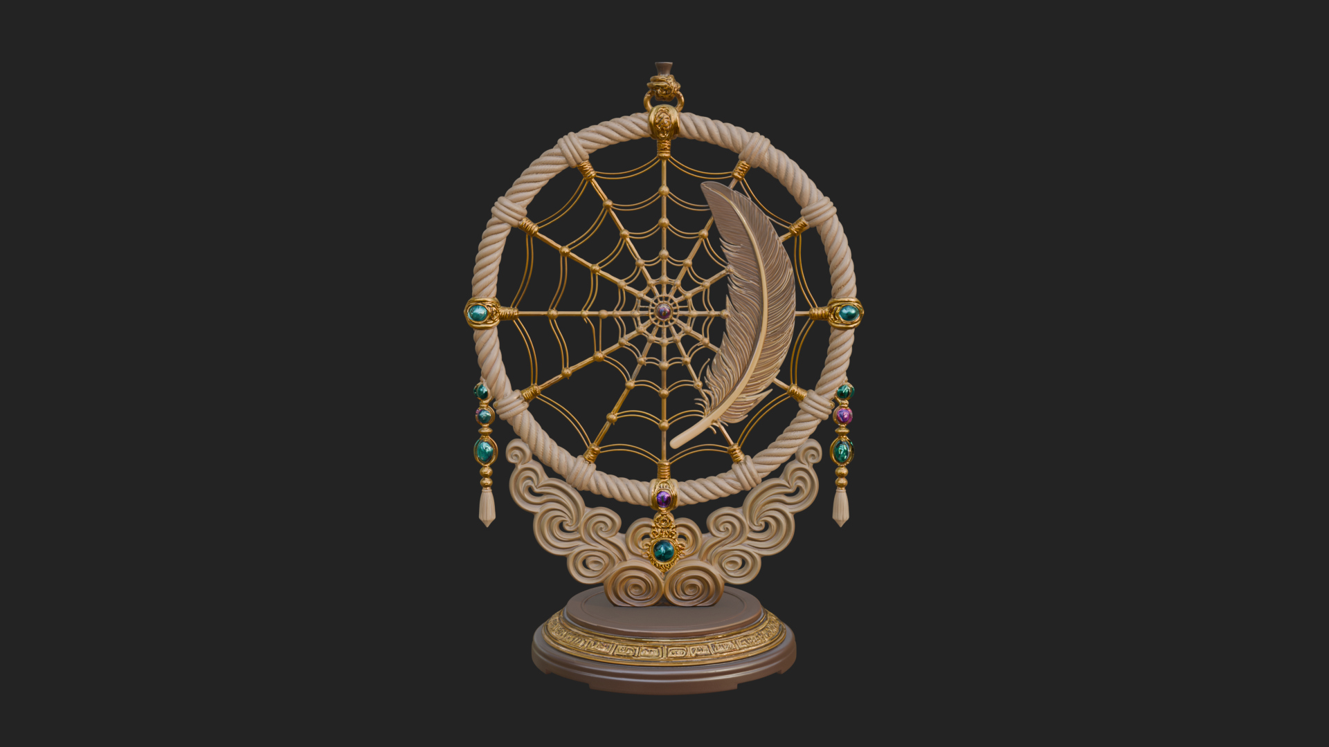 Carved Dream Catcher Ornament Design 1 3D Print Model 3D Model