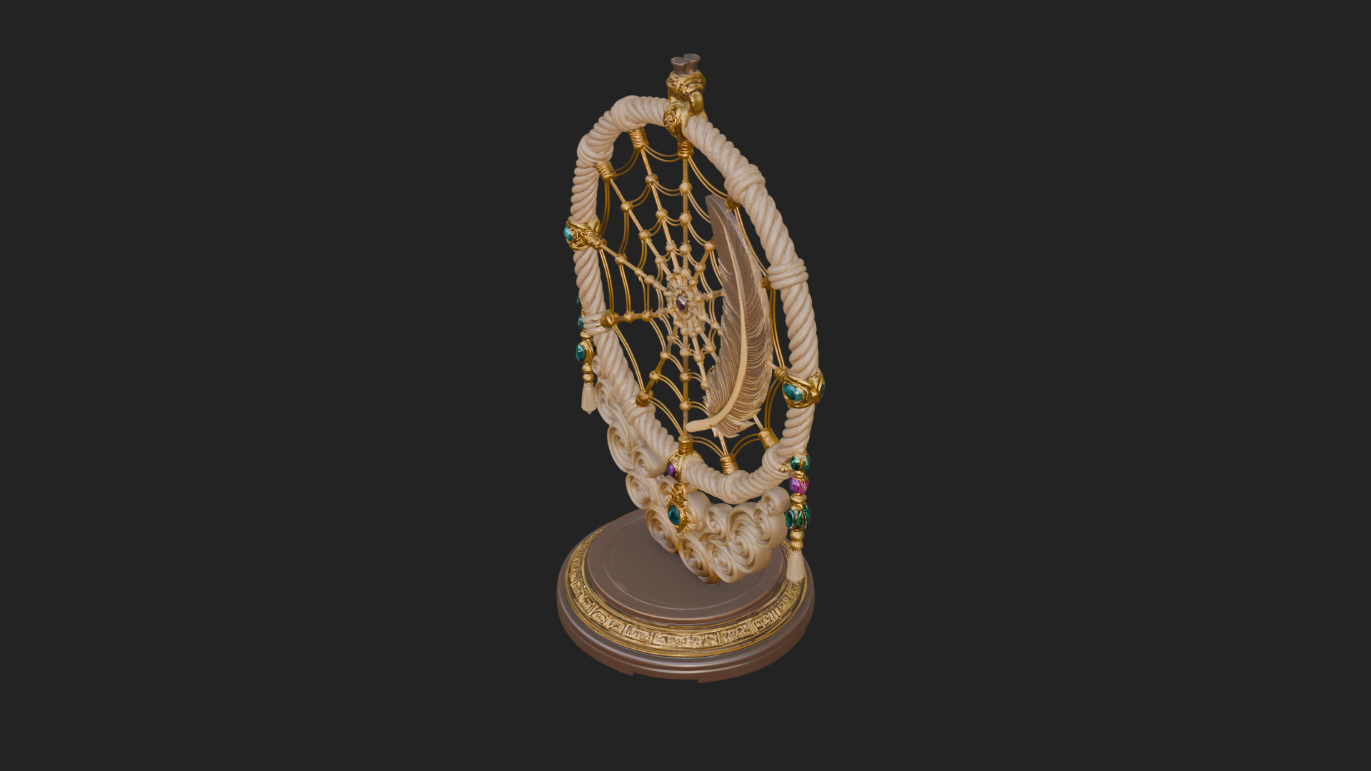 Carved Dream Catcher Ornament Design 1 3D Print Model 3D Model