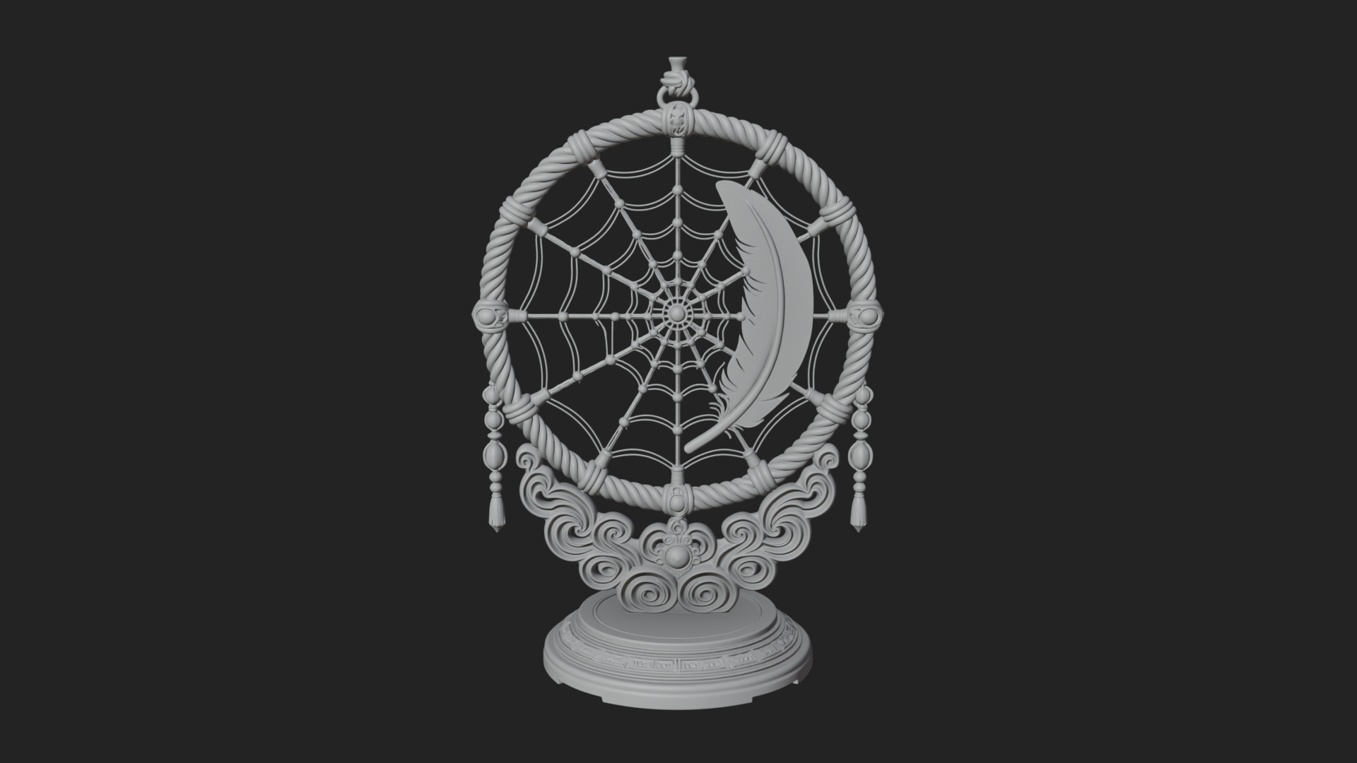 Carved Dream Catcher Ornament Design 1 3D Print Model 3D Model