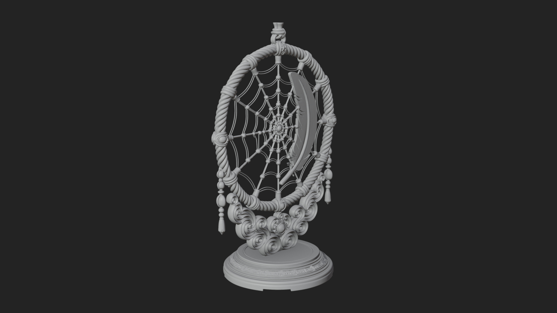 Carved Dream Catcher Ornament Design 1 3D Print Model 3D Model