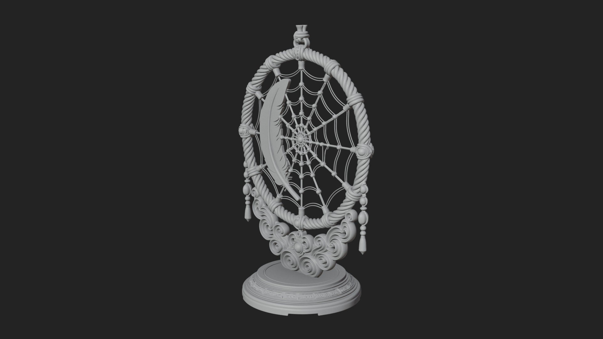 Carved Dream Catcher Ornament Design 1 3D Print Model 3D Model