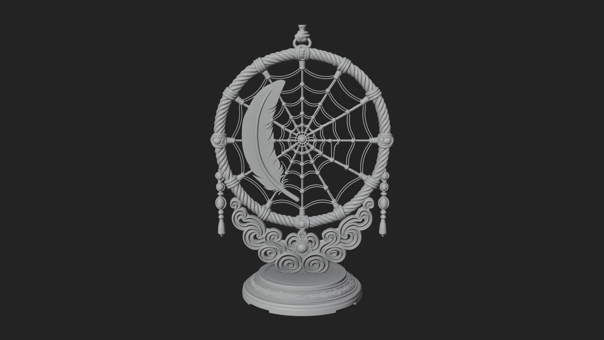 Carved Dream Catcher Ornament Design 1 3D Print Model 3D Model