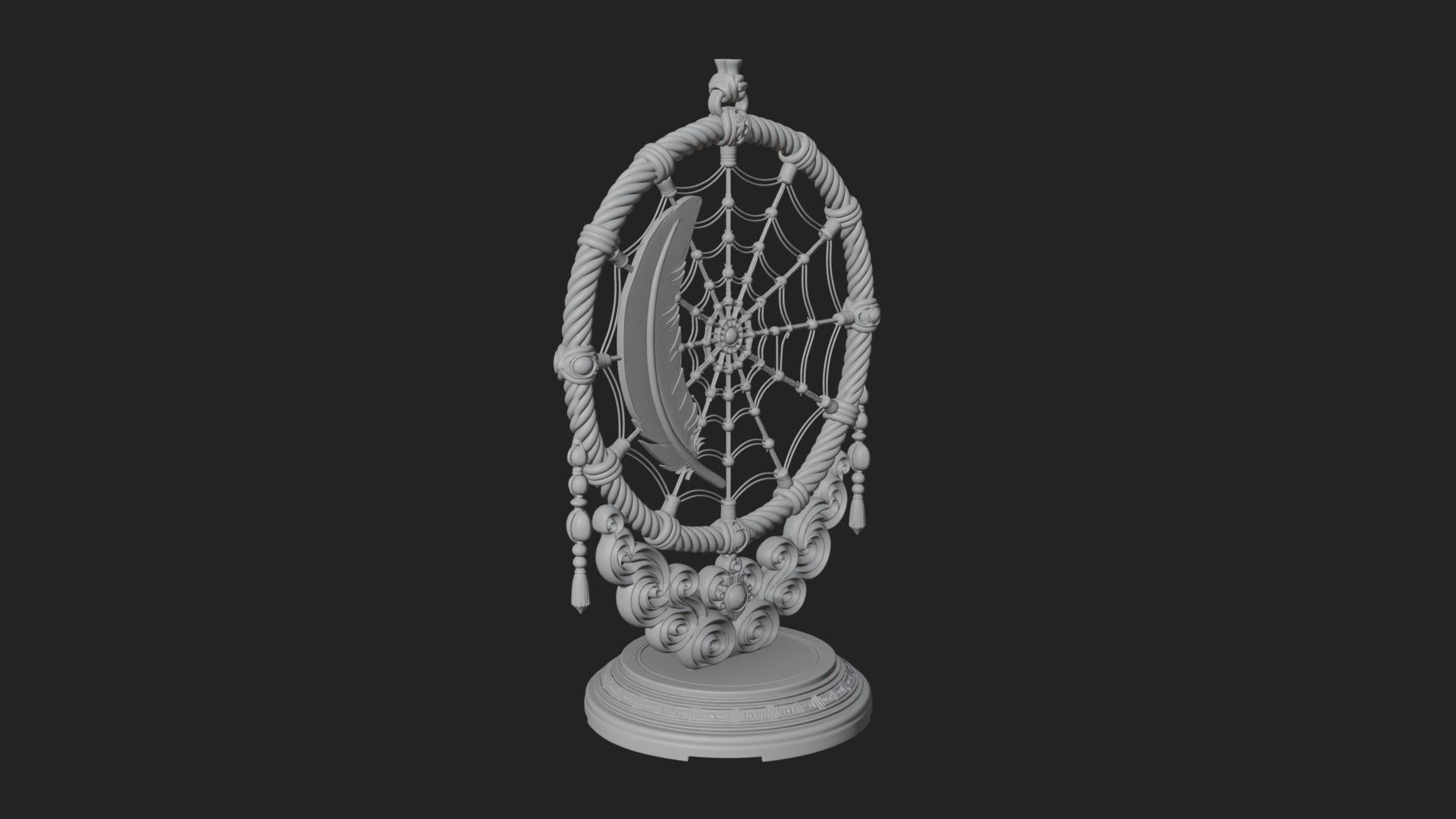 Carved Dream Catcher Ornament Design 1 3D Print Model 3D Model