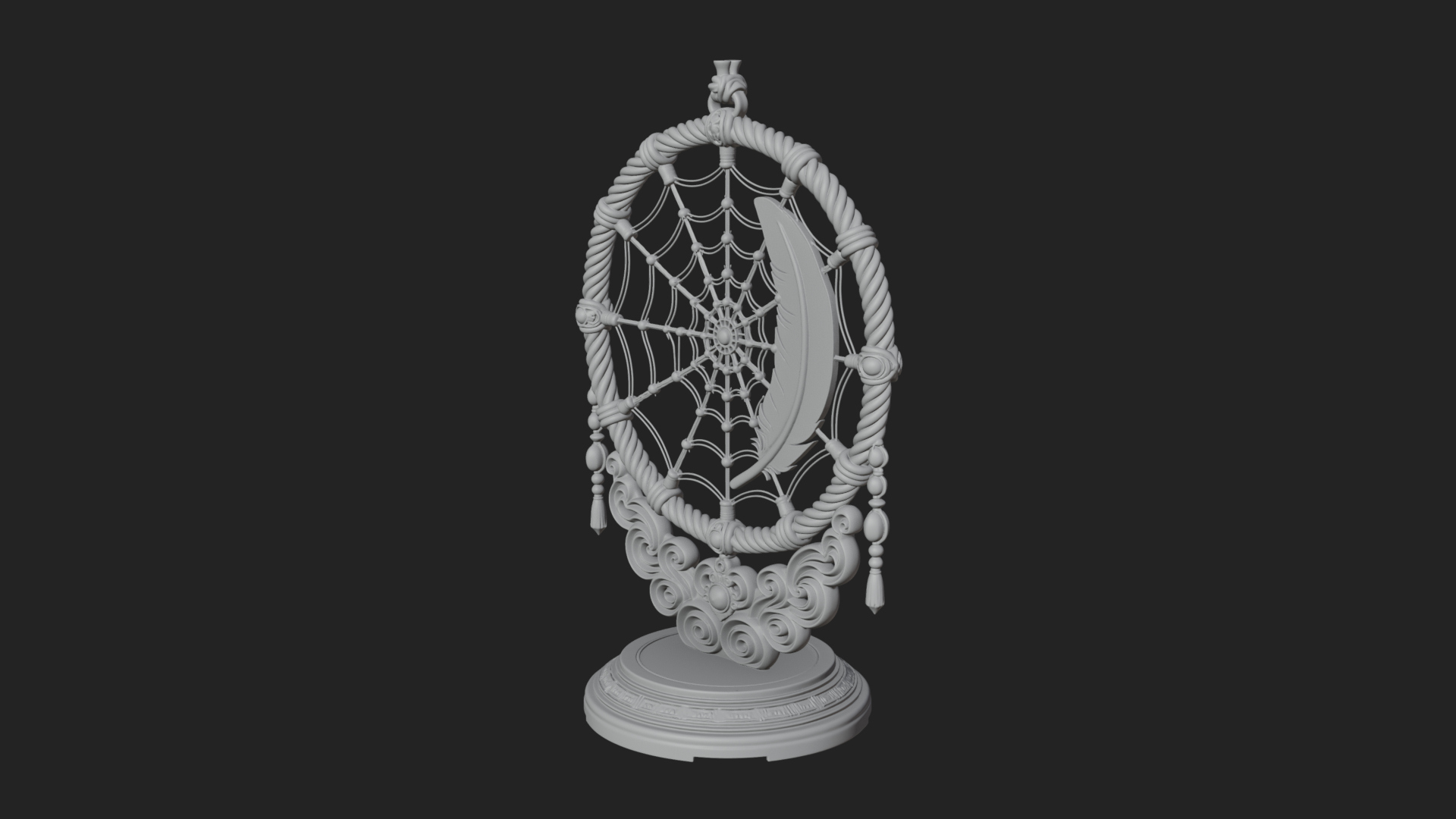 Carved Dream Catcher Ornament Design 1 3D Print Model 3D Model