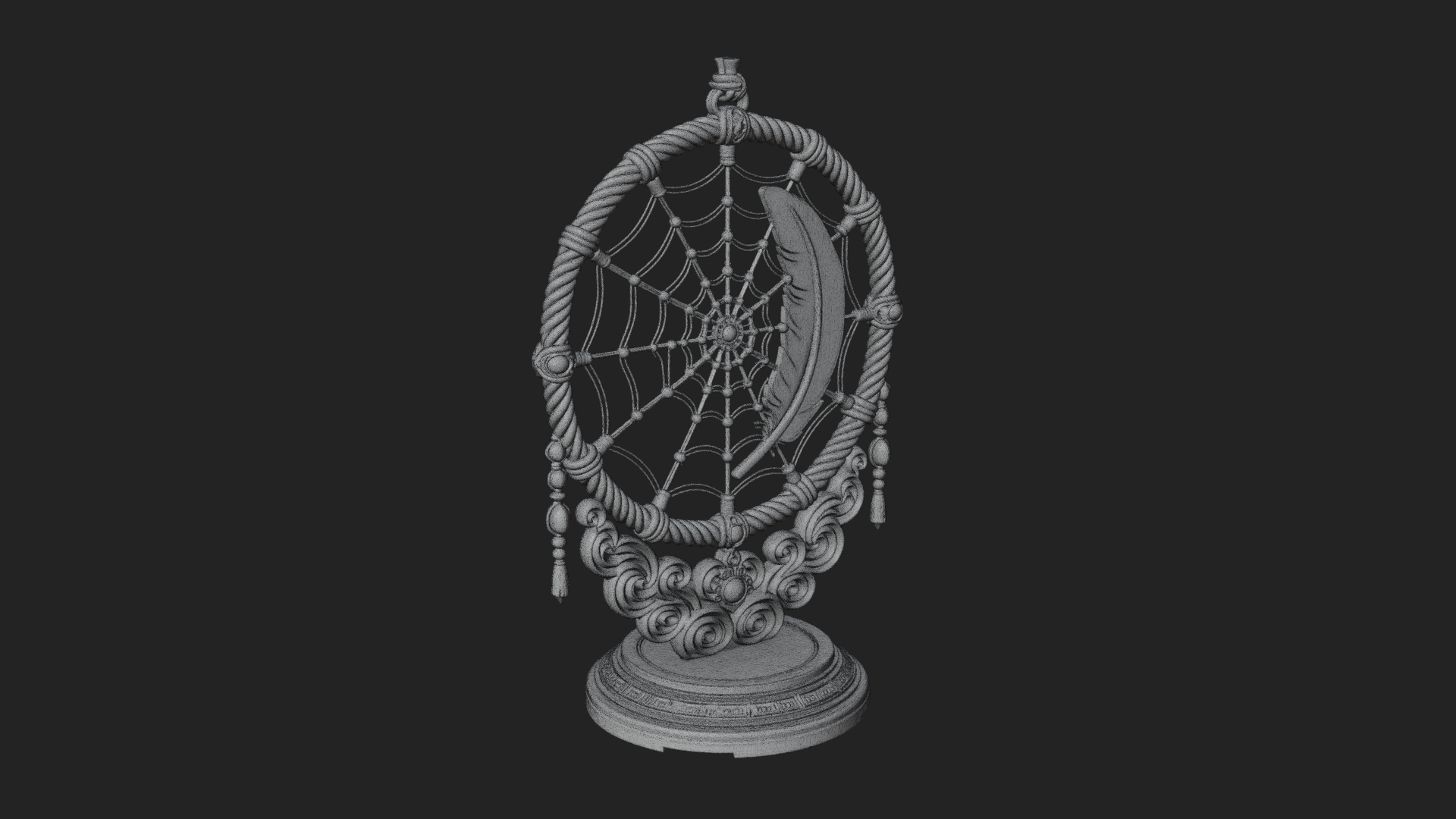 Carved Dream Catcher Ornament Design 1 3D Print Model 3D Model
