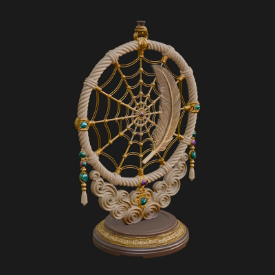 Carved Dream Catcher Ornament Design 1 3D Print Model