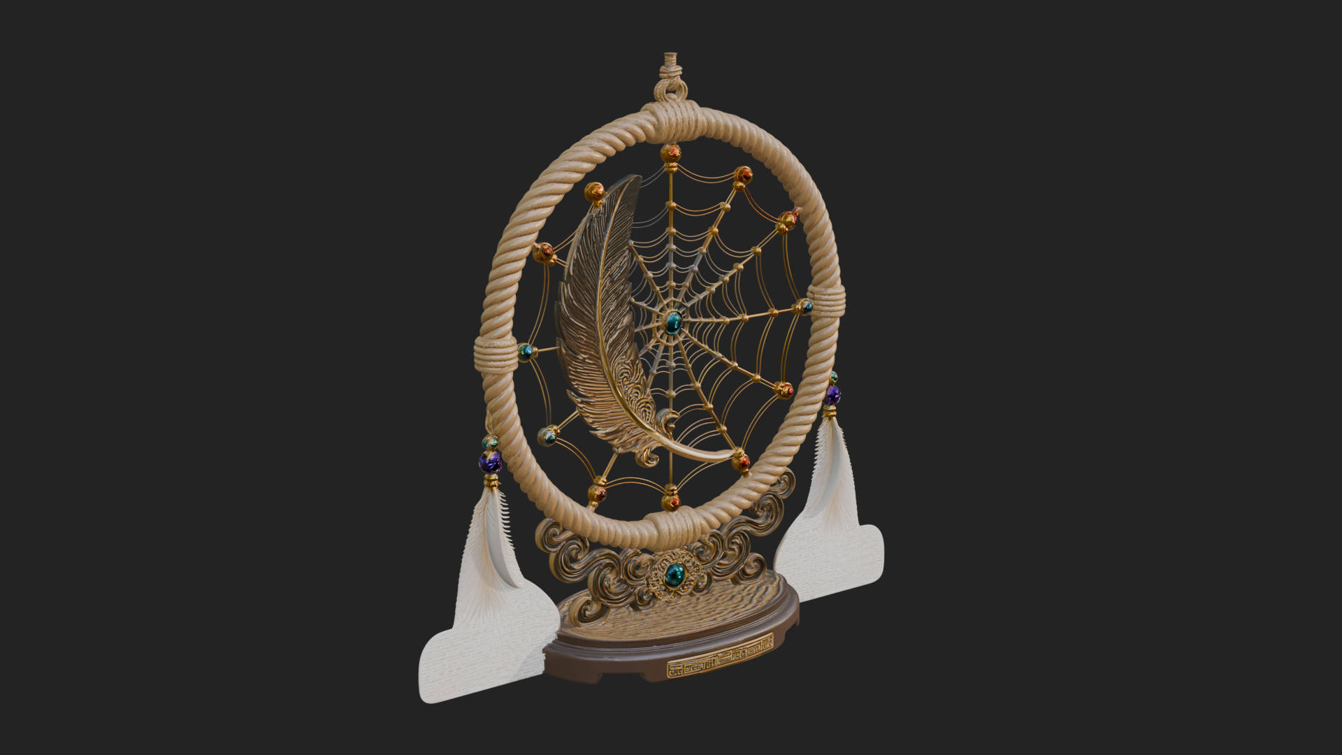 Carved Dream Catcher Ornament Design 2 3D Print Model 3D Model