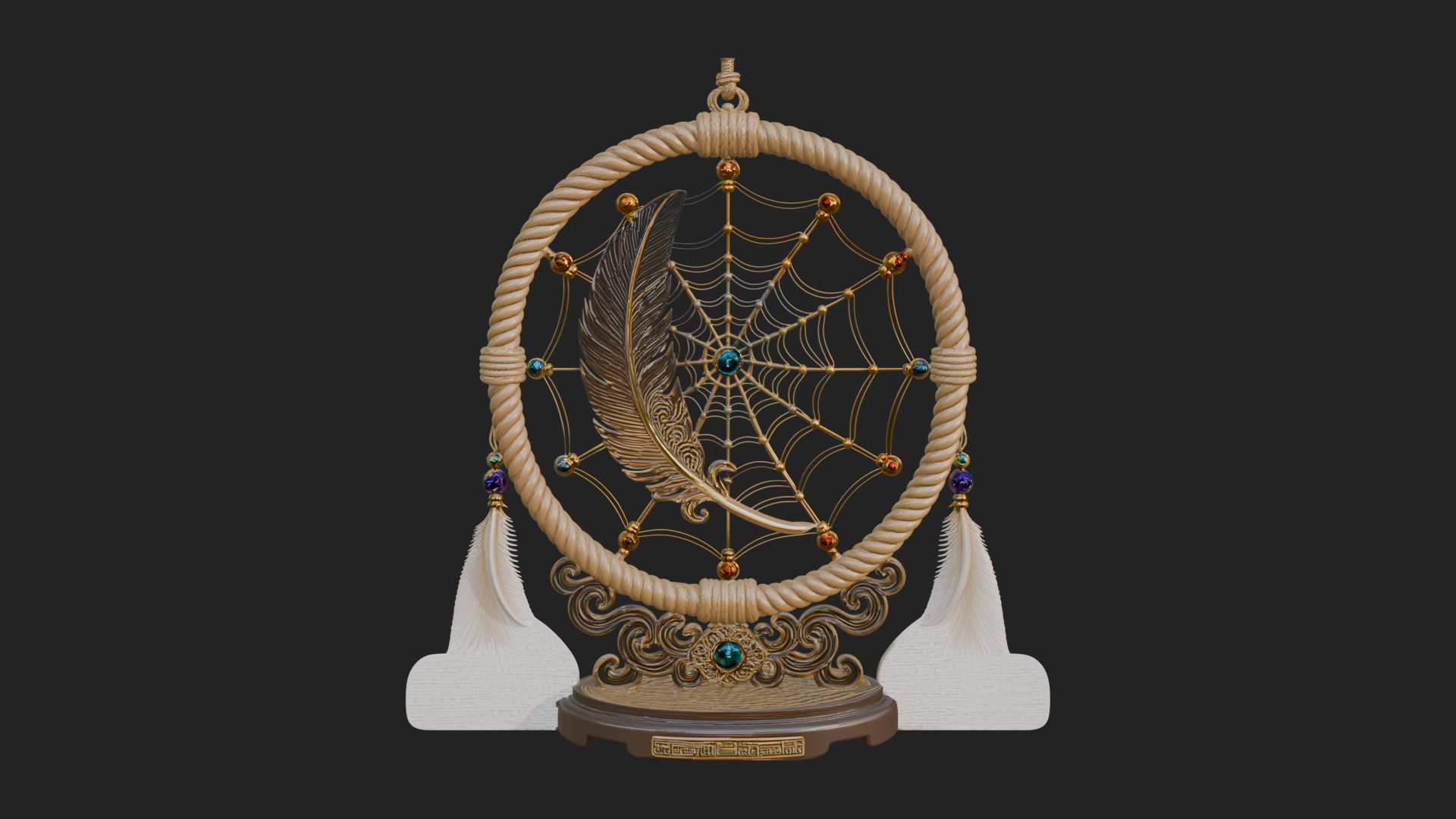 Carved Dream Catcher Ornament Design 2 3D Print Model 3D Model