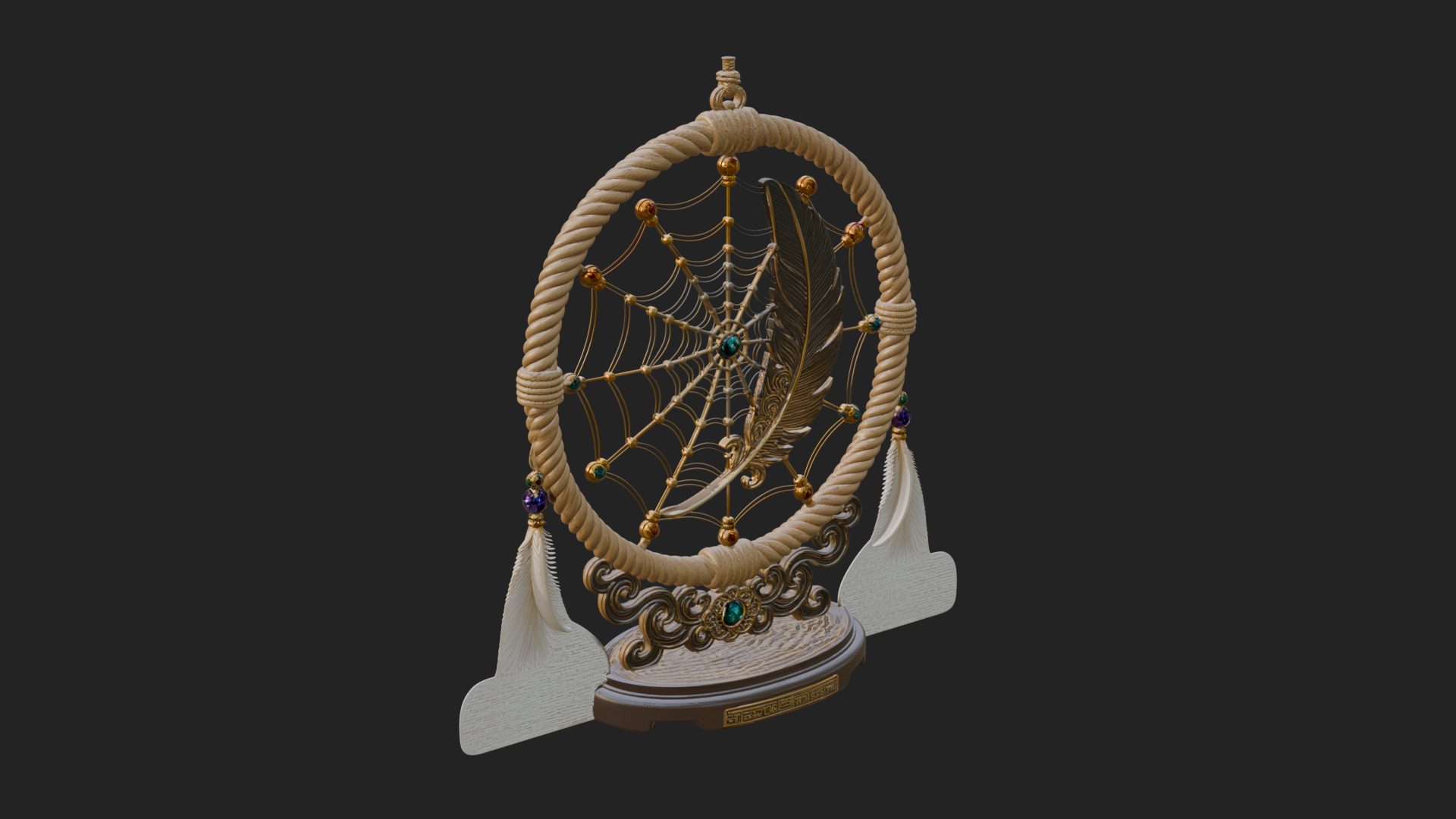 Carved Dream Catcher Ornament Design 2 3D Print Model 3D Model