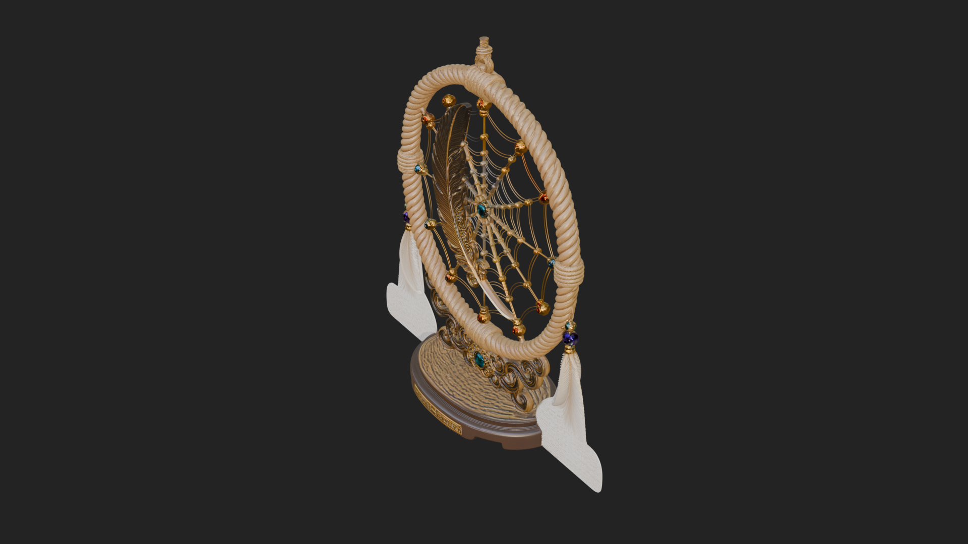 Carved Dream Catcher Ornament Design 2 3D Print Model 3D Model