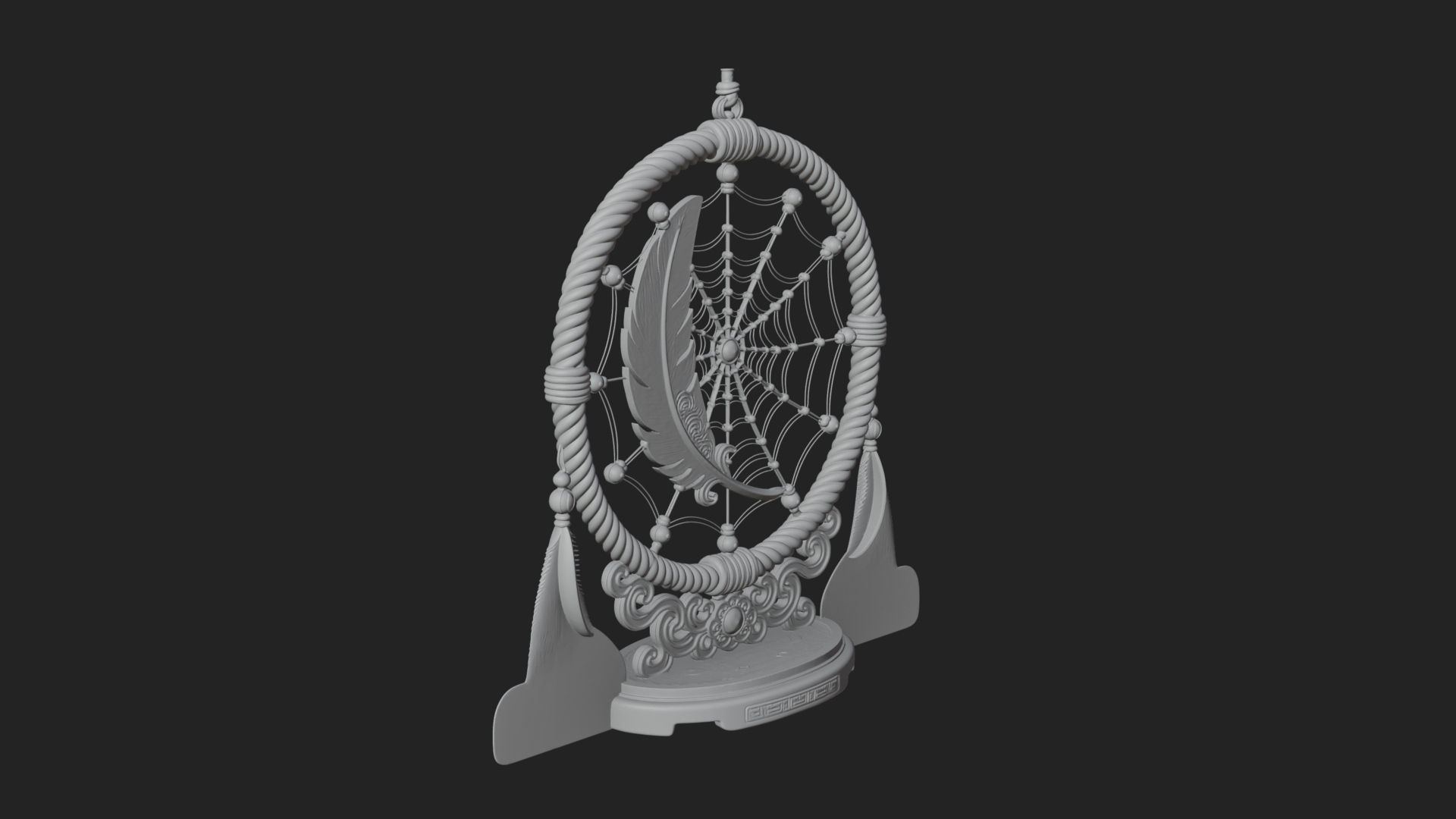 Carved Dream Catcher Ornament Design 2 3D Print Model 3D Model