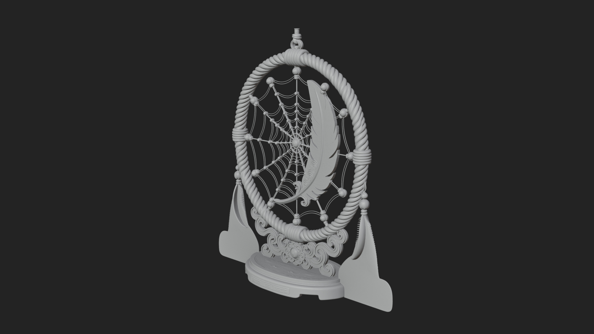 Carved Dream Catcher Ornament Design 2 3D Print Model 3D Model