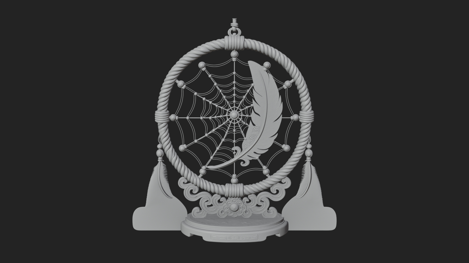 Carved Dream Catcher Ornament Design 2 3D Print Model 3D Model
