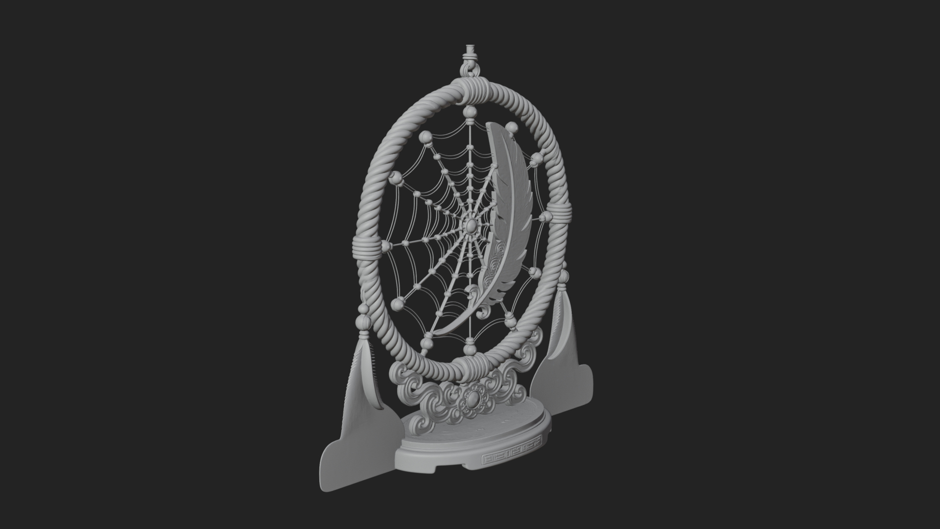 Carved Dream Catcher Ornament Design 2 3D Print Model 3D Model