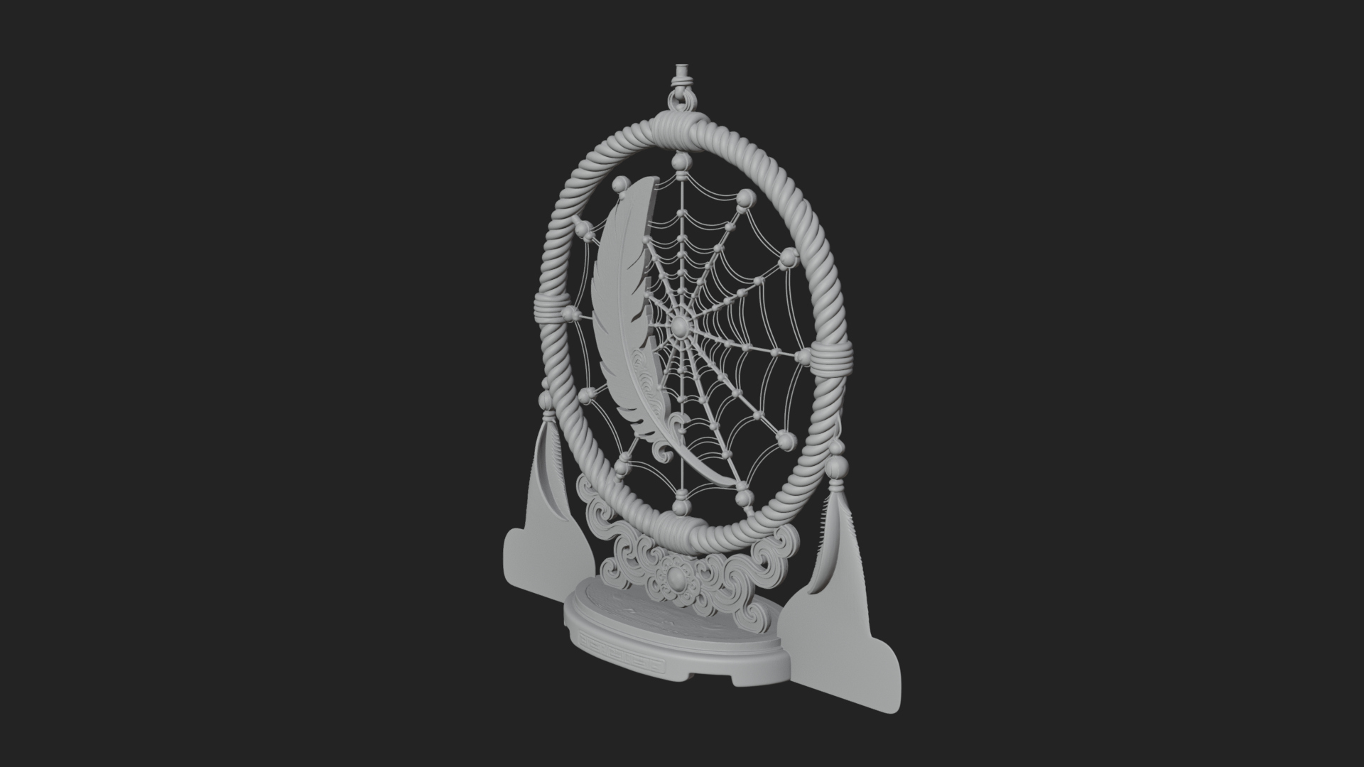 Carved Dream Catcher Ornament Design 2 3D Print Model 3D Model