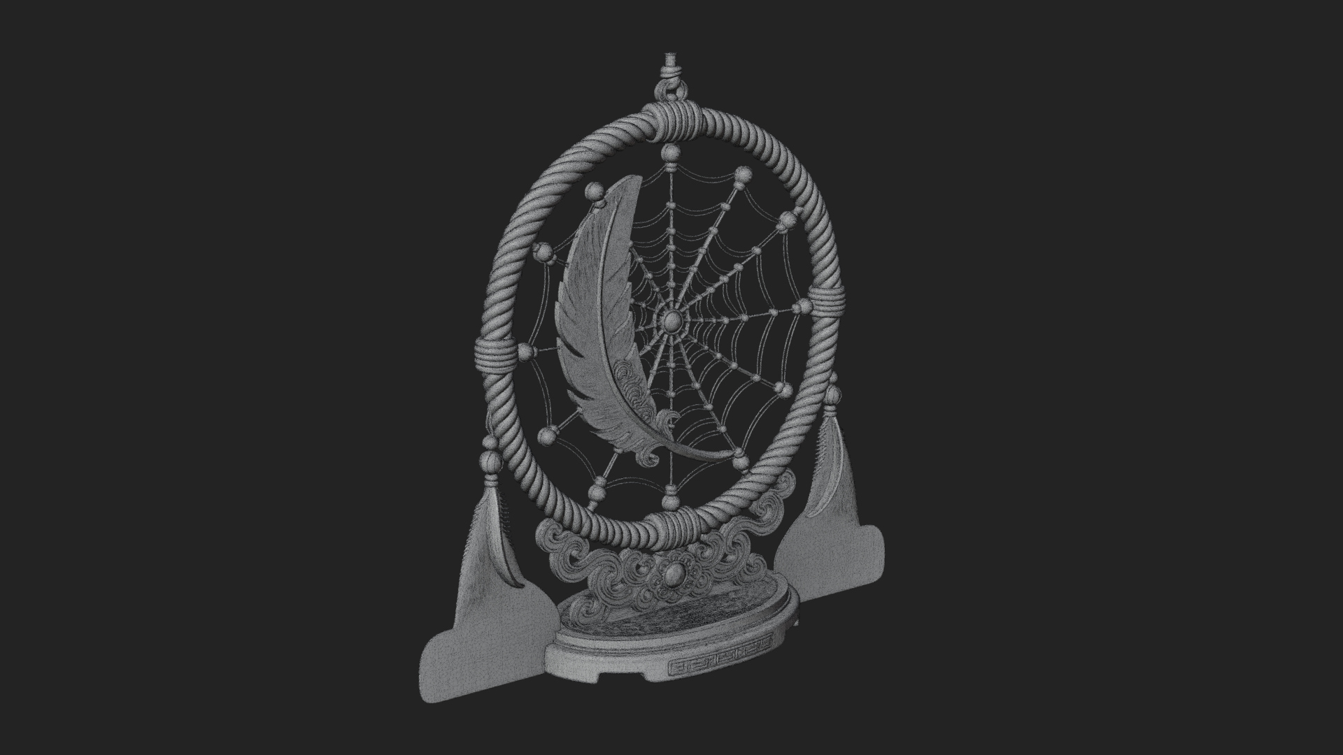Carved Dream Catcher Ornament Design 2 3D Print Model 3D Model
