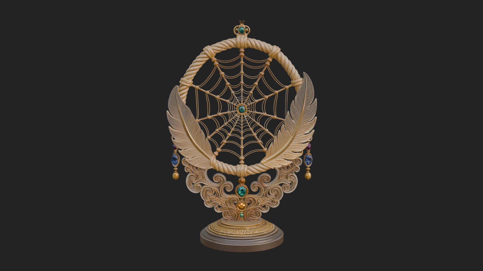 Carved Dream Catcher Ornament Design 3 3D Print Model 3D Model