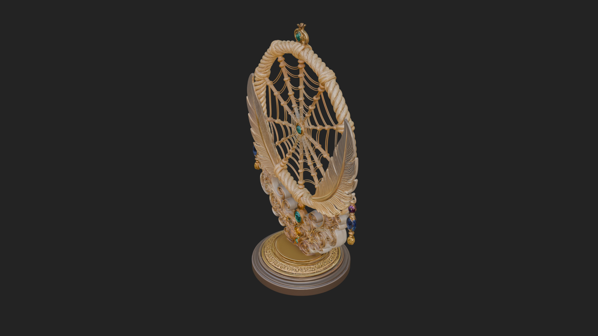 Carved Dream Catcher Ornament Design 3 3D Print Model 3D Model