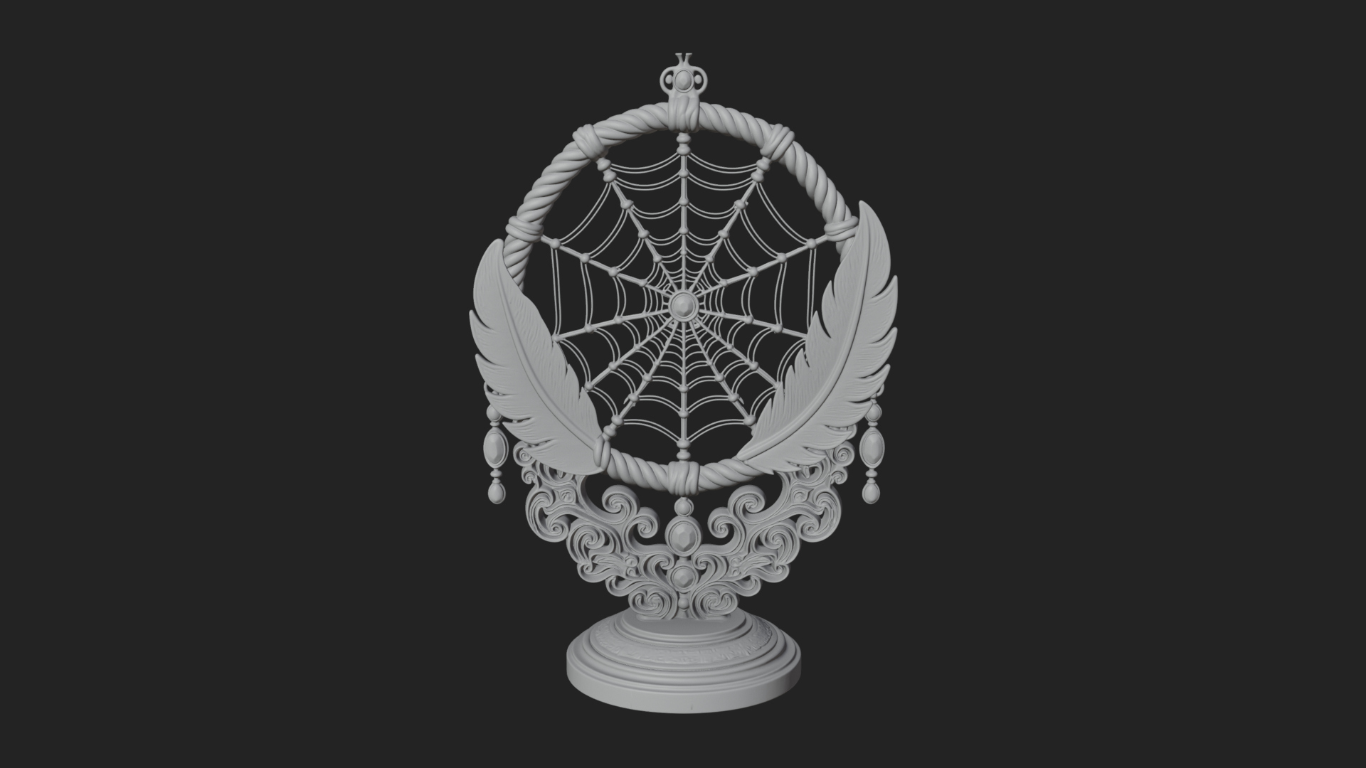 Carved Dream Catcher Ornament Design 3 3D Print Model 3D Model