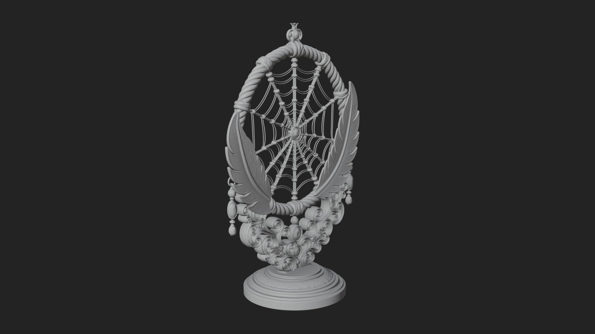 Carved Dream Catcher Ornament Design 3 3D Print Model 3D Model