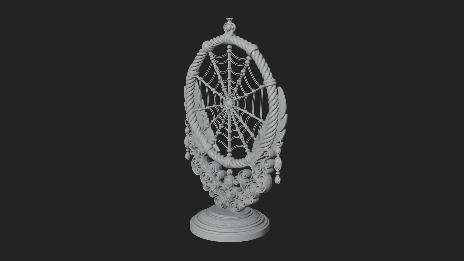 Carved Dream Catcher Ornament Design 3 3D Print Model 3D Model