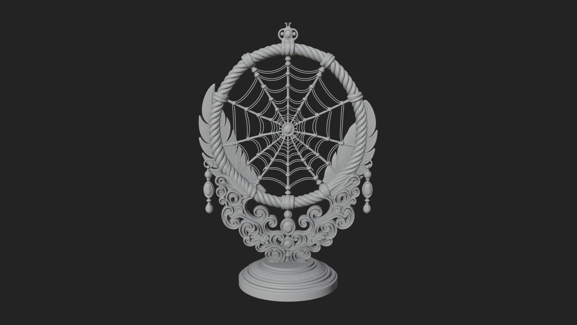Carved Dream Catcher Ornament Design 3 3D Print Model 3D Model