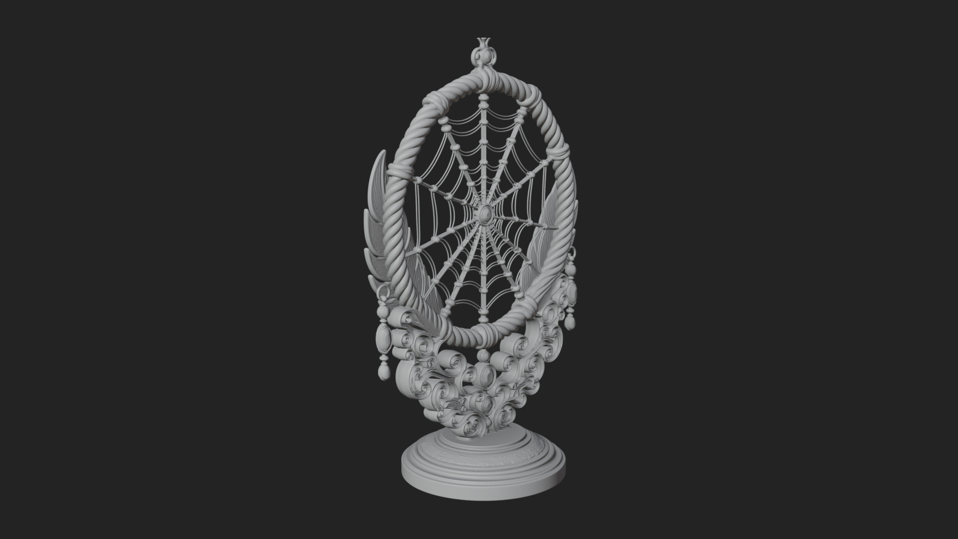 Carved Dream Catcher Ornament Design 3 3D Print Model 3D Model