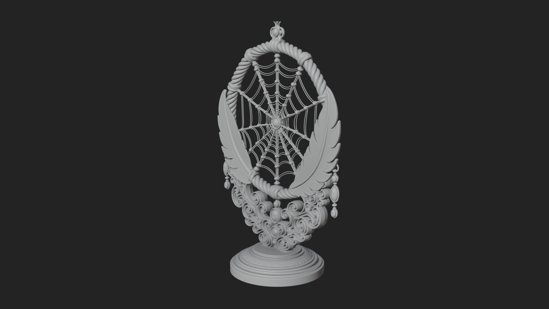 Carved Dream Catcher Ornament Design 3 3D Print Model 3D Model