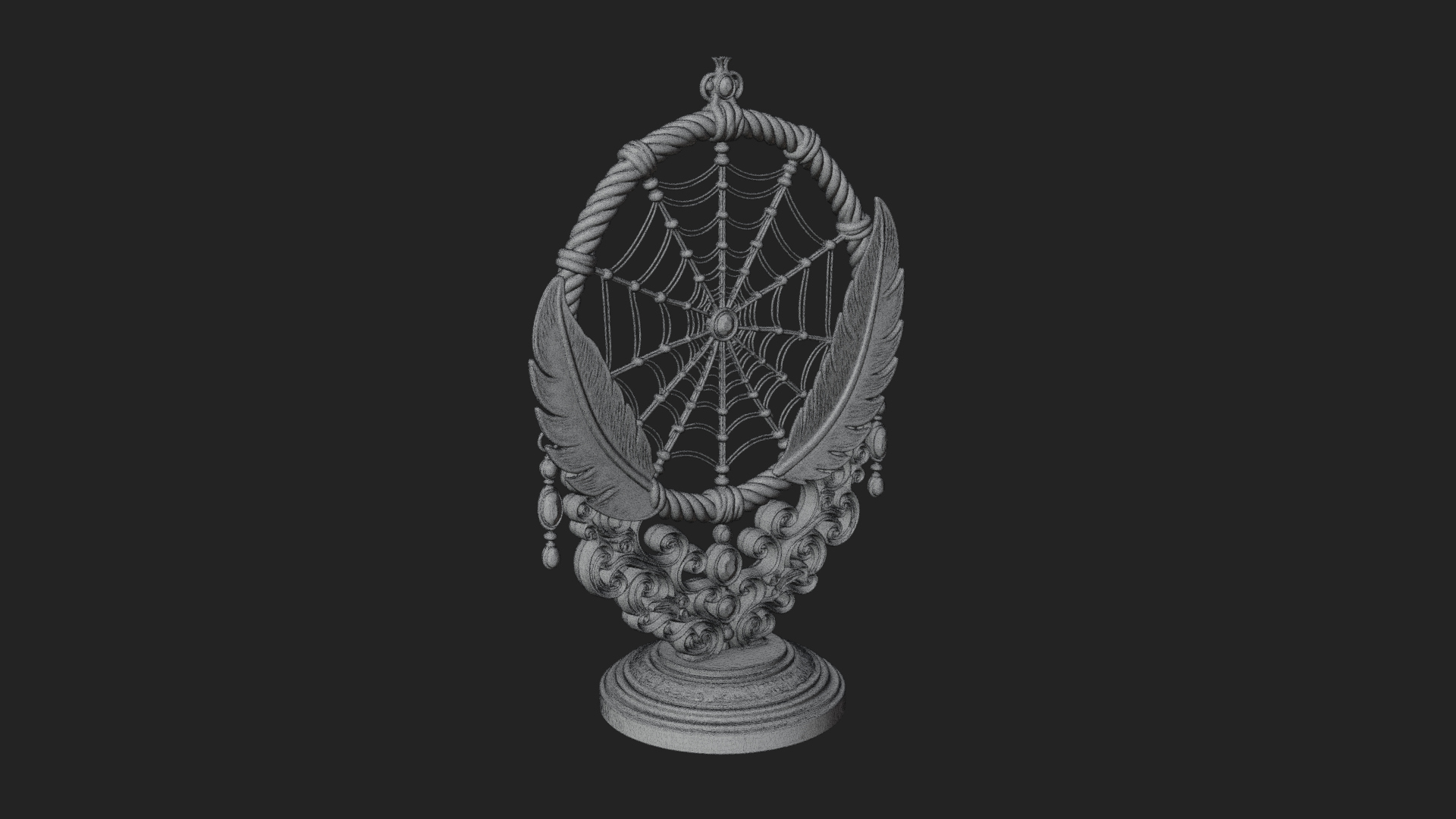 Carved Dream Catcher Ornament Design 3 3D Print Model 3D Model