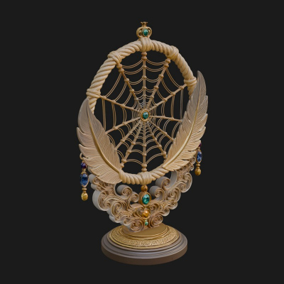 Carved Dream Catcher Ornament Design 3 3D Print Model